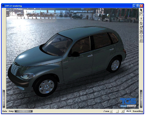 Shader usage for image base lighting and HDRI reflection (Data set courtesy DaimlerChrysler AG)