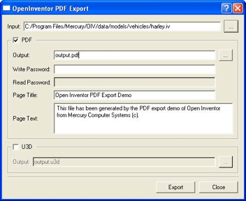 Open Inventor to PDF3D conversion tool.