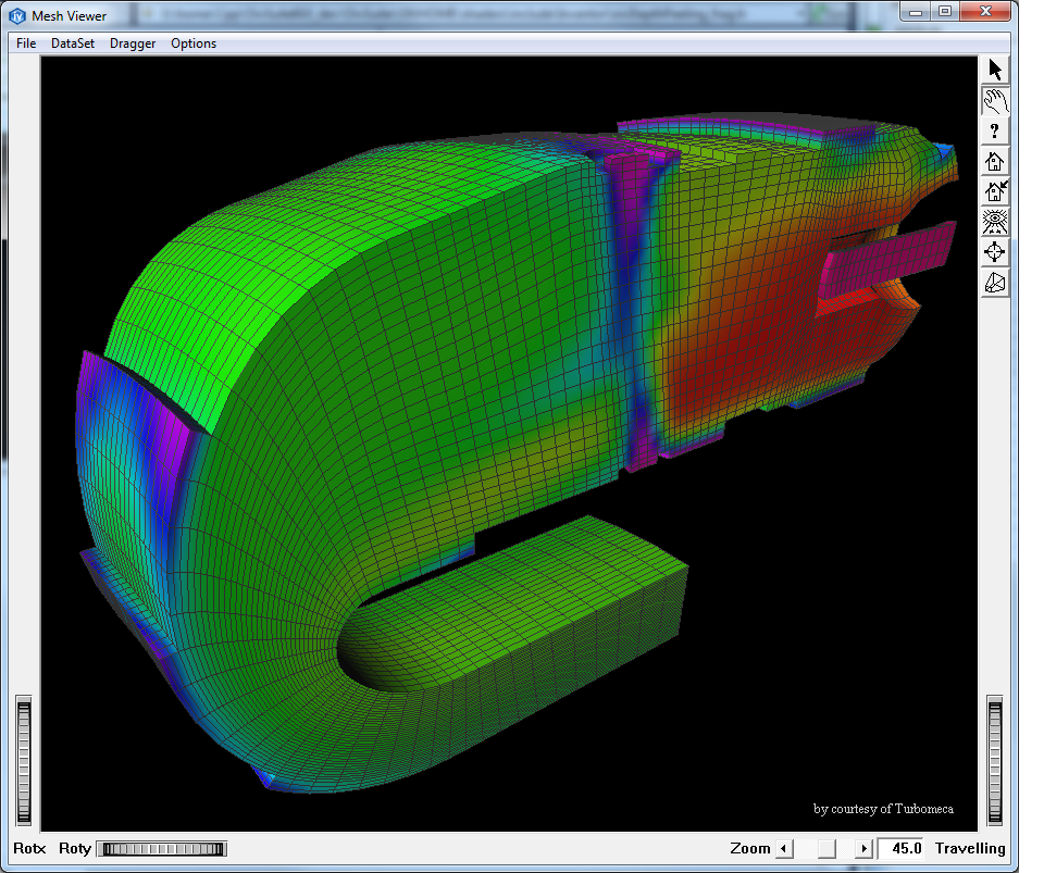 Example showing the skin of a mesh colored by a scalar dataset. The cell edges are also displayed