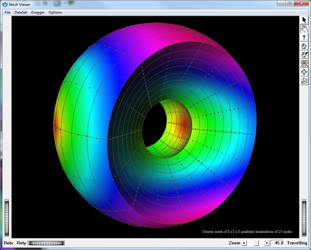 Demo QuadraticWheelHexa27 with a geometrical tessellator