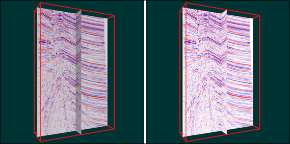 Slice rendering with and without lighting enabled.